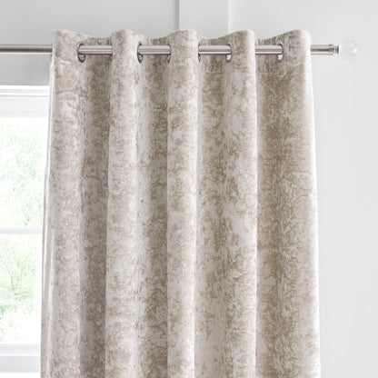 Catherine Lansfield Crushed Velvet Eyelet Curtains - Natural