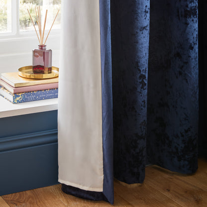 Catherine Lansfield Crushed Velvet Eyelet Curtains - Navy