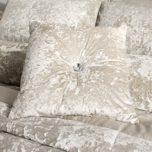 Catherine Lansfield Crushed Velvet Filled Cushion 45cm x 45cm - Natural
