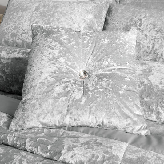 Catherine Lansfield Crushed Velvet Filled Cushion 45cm x 45cm - Silver