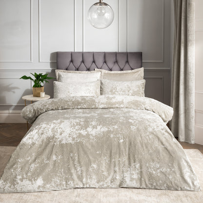 Catherine Lansfield Crushed Velvet Duvet Cover Set - Natural