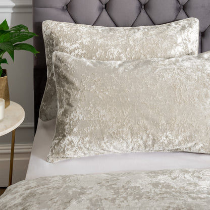 Catherine Lansfield Crushed Velvet Duvet Cover Set - Natural