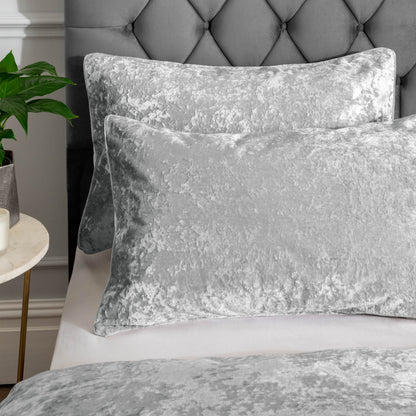 Catherine Lansfield Crushed Velvet Duvet Cover Set - Silver