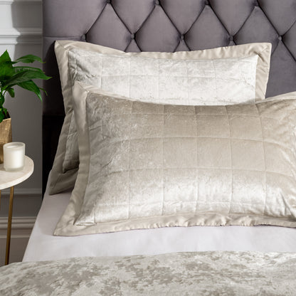Catherine Lansfield Crushed Velvet Duvet Cover Set - Natural