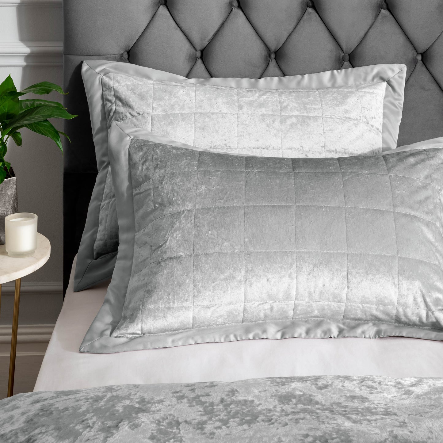 Catherine Lansfield Crushed Velvet Duvet Cover Set - Silver