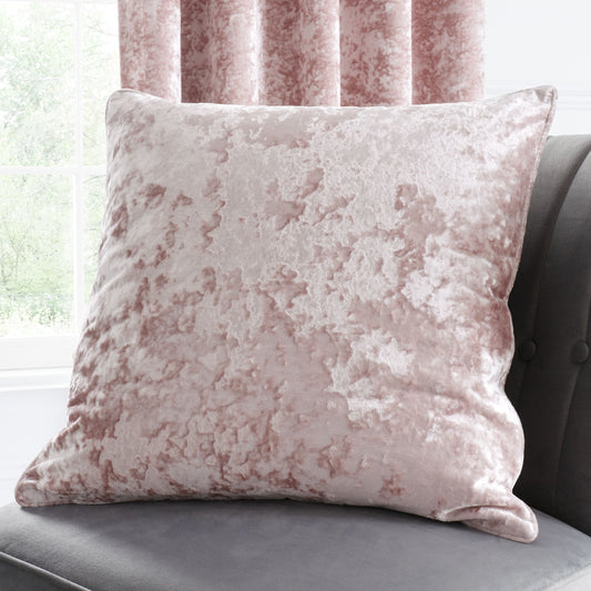 Catherine Lansfield Crushed Velvet Filled Cushion 55cm x 55cm - Blush