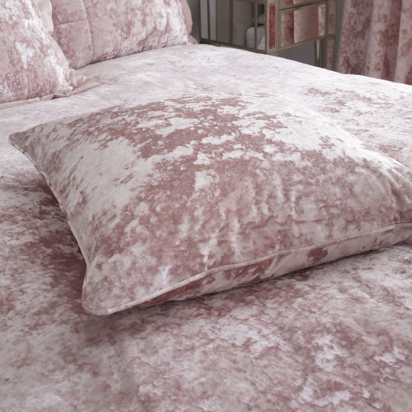 Catherine Lansfield Crushed Velvet Filled Cushion 55cm x 55cm - Blush