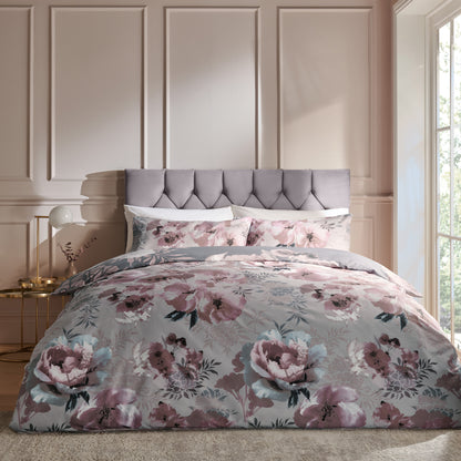 Catherine Lansfield Dramatic Floral Duvet Cover Set - Grey