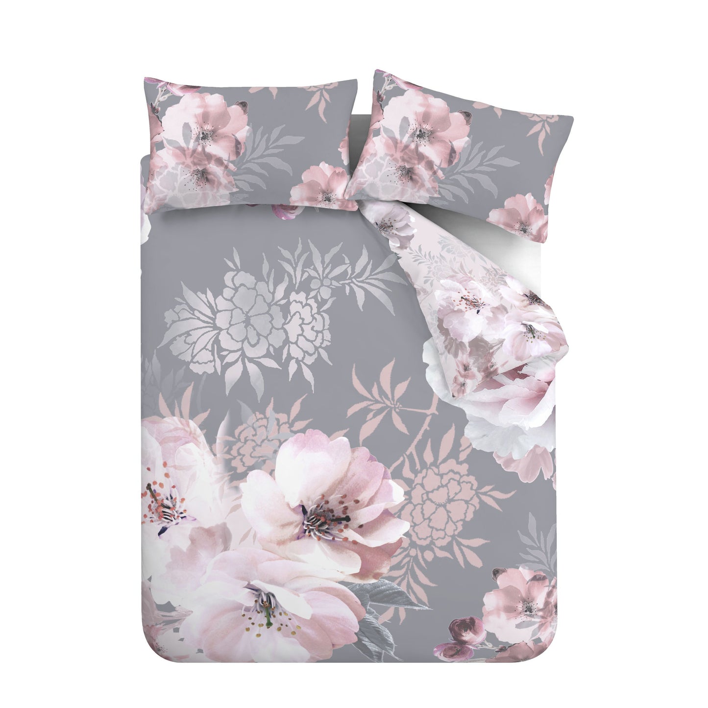 Catherine Lansfield Dramatic Floral Duvet Cover Set - Grey