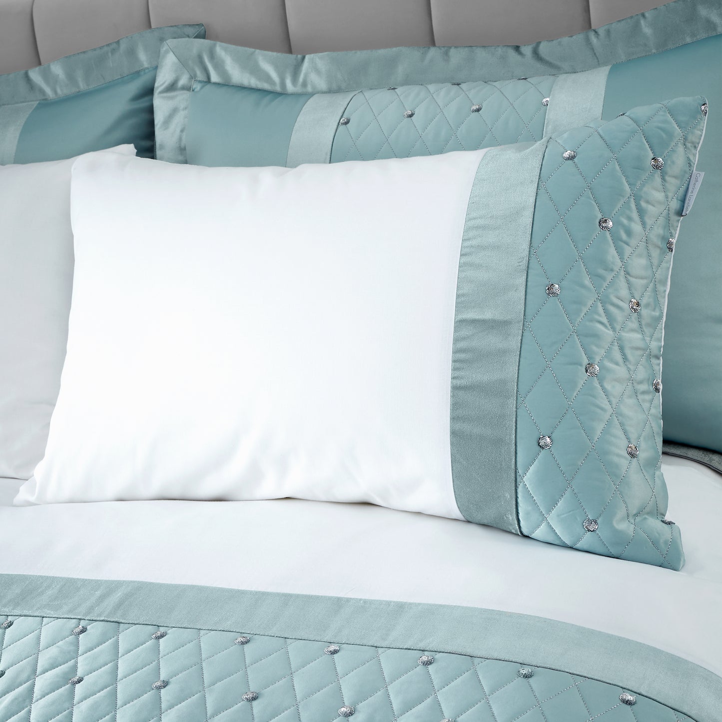 Catherine Lansfield Sequin Cluster Duvet Cover Set - Duck Egg