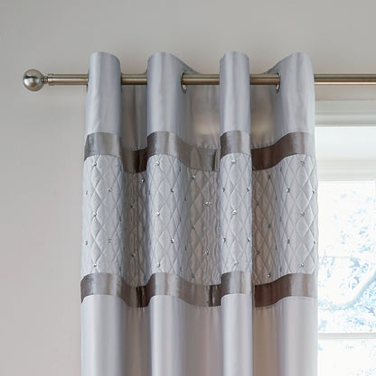 Catherine Lansfield Sequin Cluster Eyelet Curtains - Silver