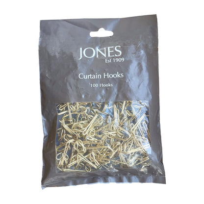 Jones Brass Plated Metal Curtain Hooks (Pack of 100)