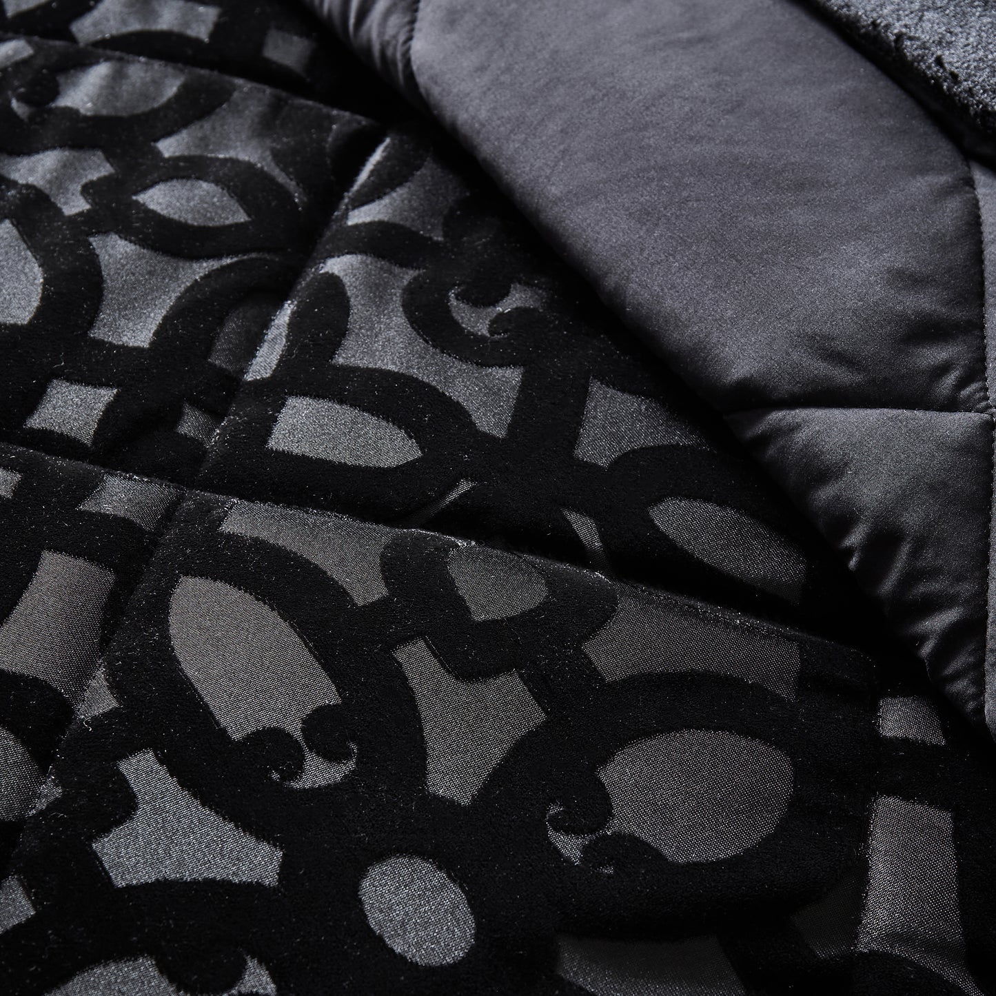 Catherine Lansfield Lattice Cut Velvet Bedspread - Black