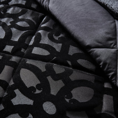Catherine Lansfield Lattice Cut Velvet Bedspread - Black