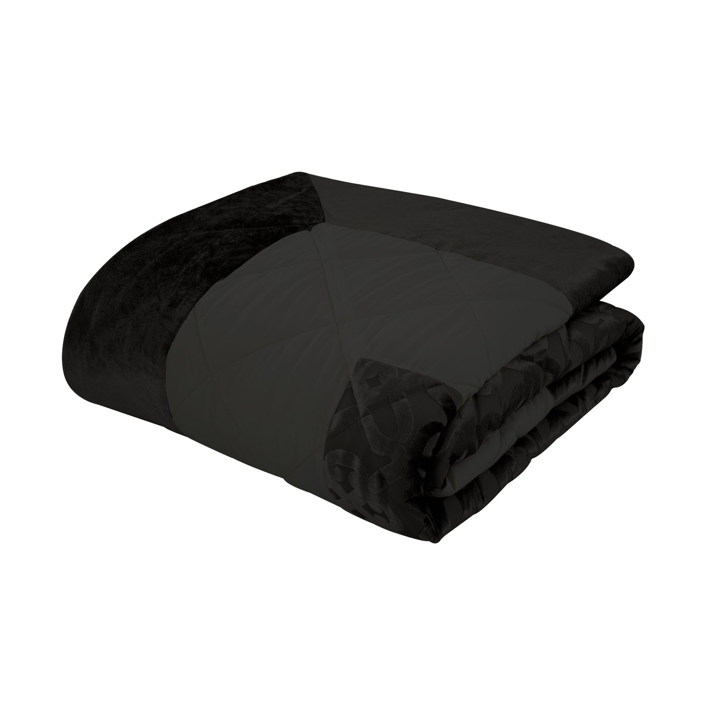 Catherine Lansfield Lattice Cut Velvet Bedspread - Black
