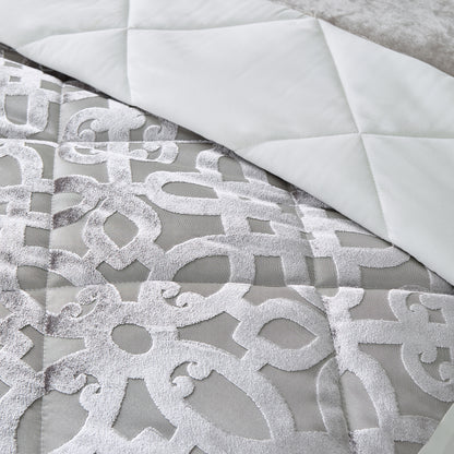 Catherine Lansfield Lattice Cut Velvet Bedspread - Natural