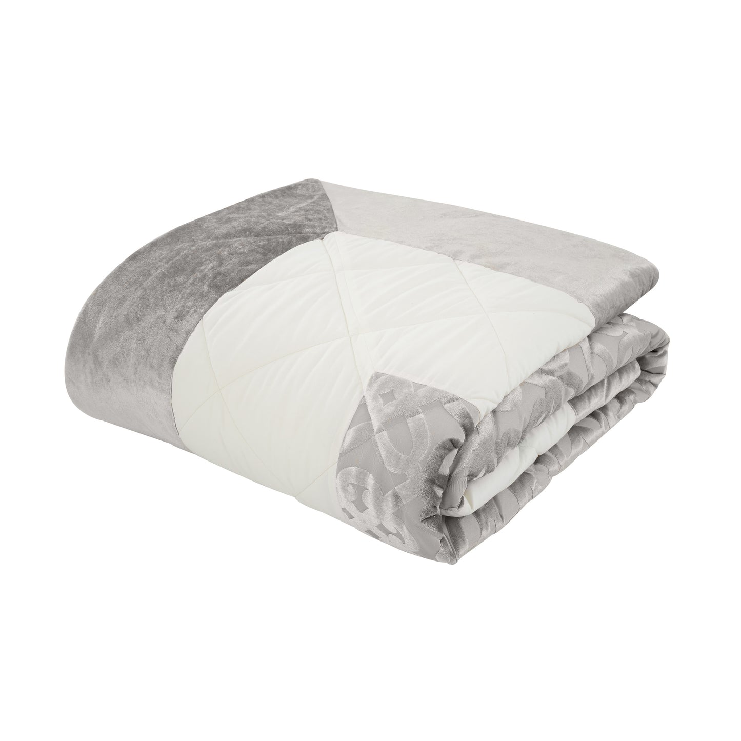 Catherine Lansfield Lattice Cut Velvet Bedspread - Natural