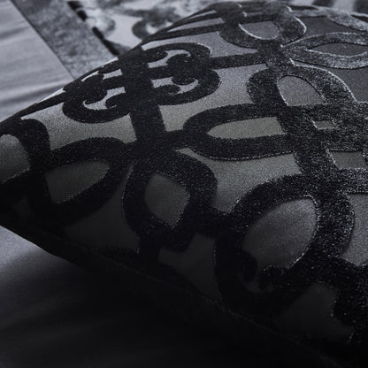 Catherine Lansfield Lattice Cut Velvet Filled Cushion - Black