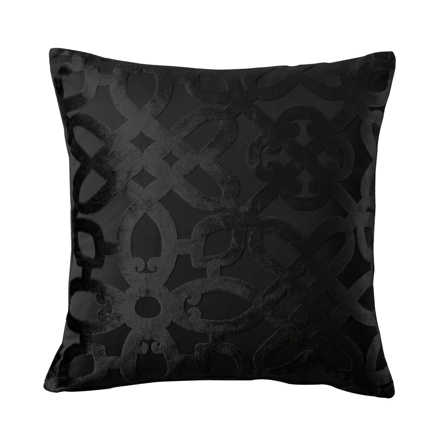 Catherine Lansfield Lattice Cut Velvet Filled Cushion - Black