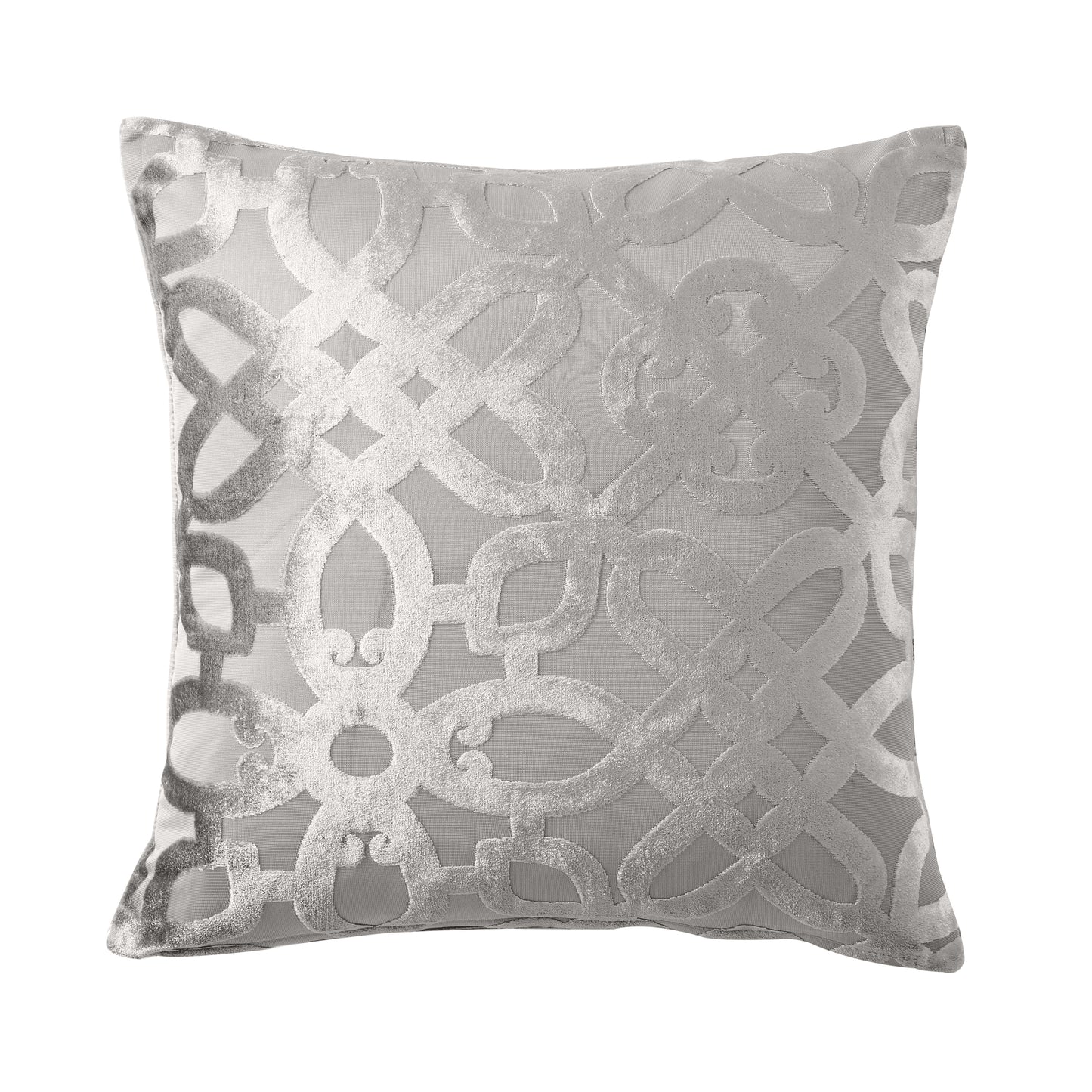 Catherine Lansfield Lattice Cut Velvet Filled Cushion - Natural