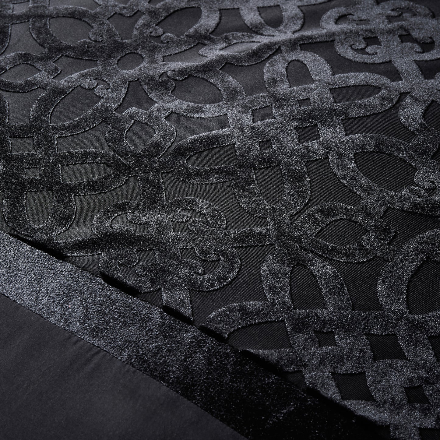 Catherine Lansfield Lattice Cut Velvet Duvet Cover Set - Black