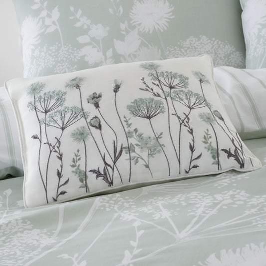 Catherine Lansfield Meadowsweet Floral Filled Cushion - Green