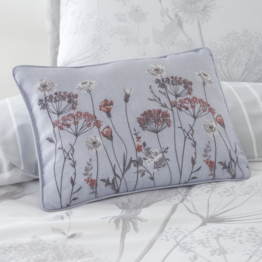 Catherine Lansfield Meadowsweet Floral Filled Cushion - White/Grey