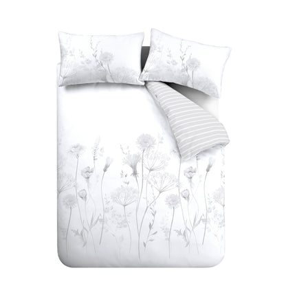 Catherine Lansfield Meadowsweet Floral Duvet Cover Set - White/Grey