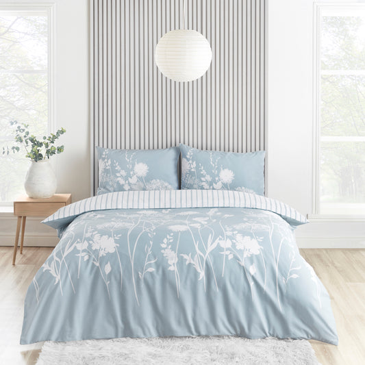 Catherine Lansfield Meadowsweet Floral Duvet Cover Set - Blue