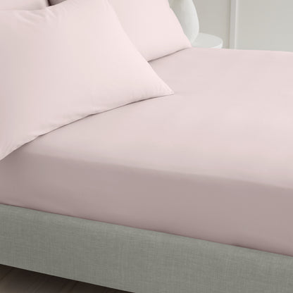 Bianca 200TC Cotton Percale Fitted Sheet - Blush