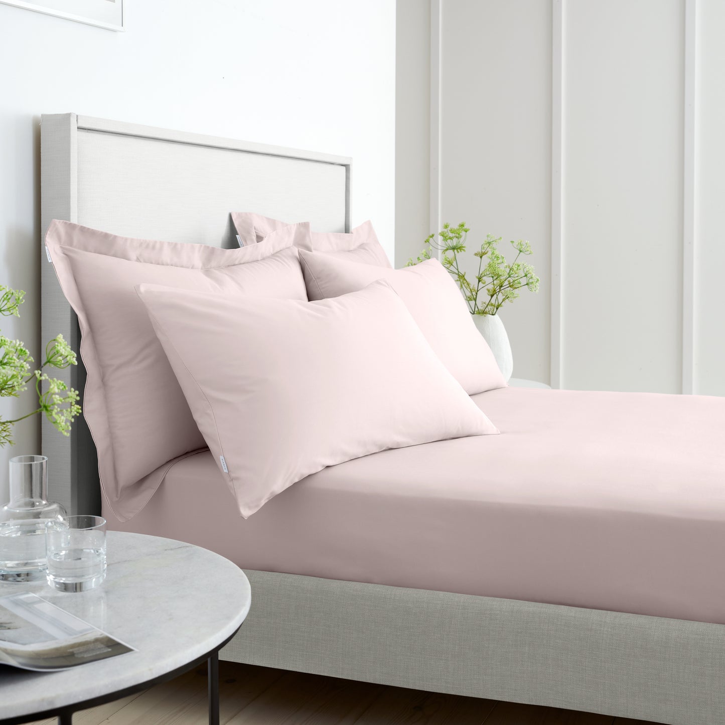 Bianca 200TC Cotton Percale Fitted Sheet - Blush
