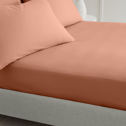 Bianca 200TC Cotton Percale Fitted Sheet - Clay