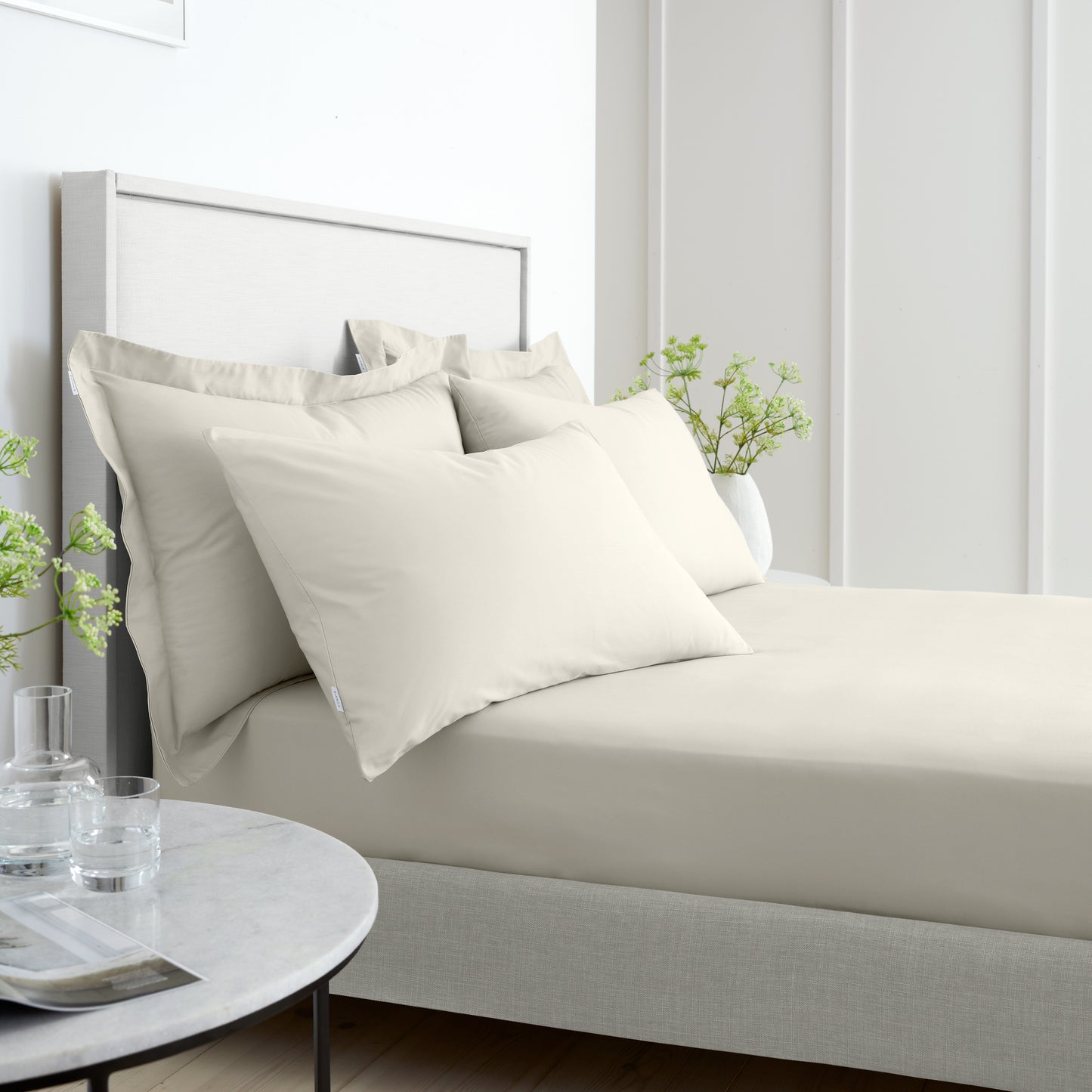 Bianca 200TC Cotton Percale Fitted Sheet - Natural