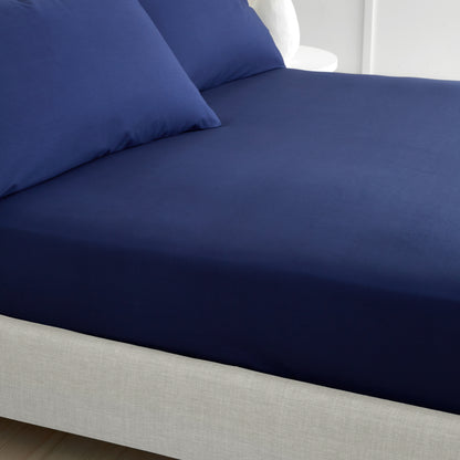 Bianca 200TC Cotton Percale Fitted Sheet - Navy