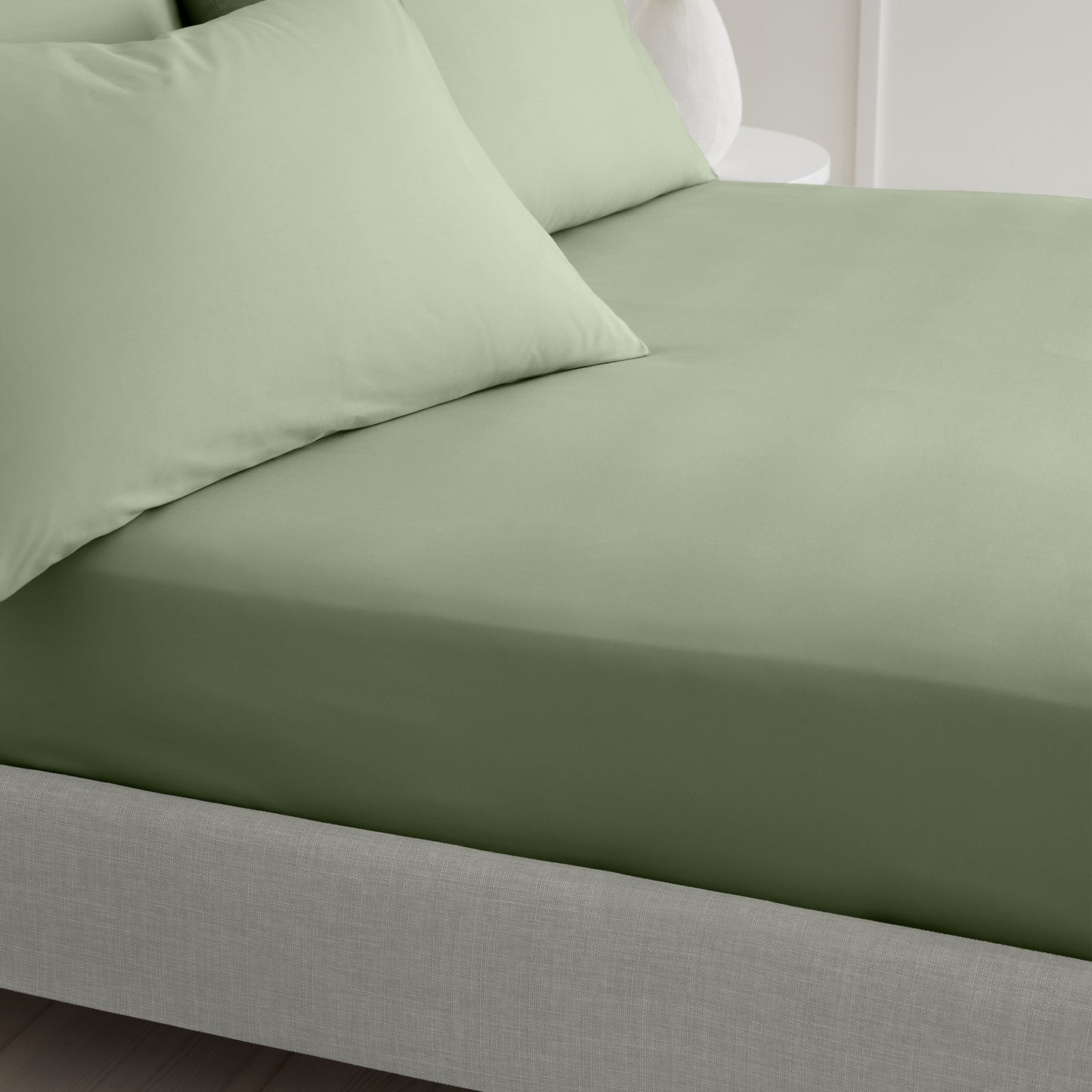 Bianca 200TC Cotton Percale Fitted Sheet - Sage