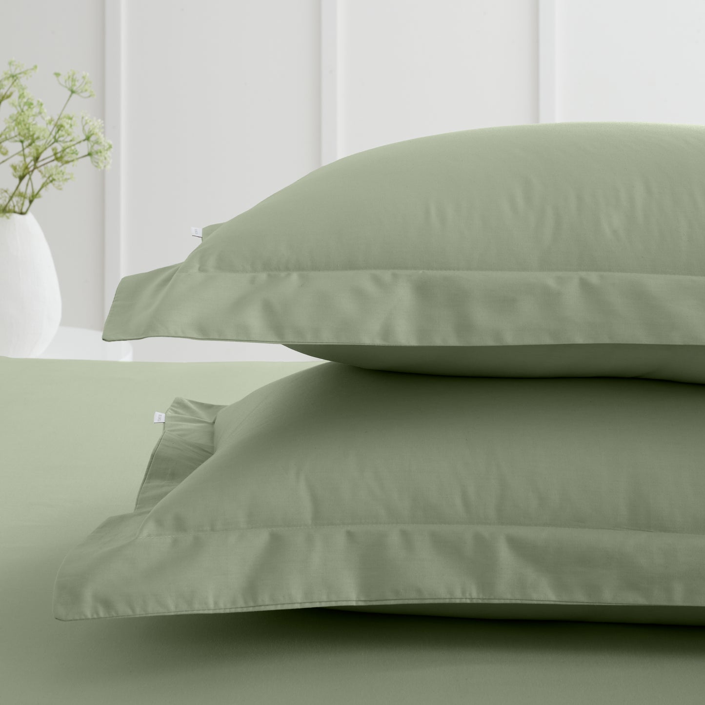 Bianca 200TC Cotton Percale Fitted Sheet - Sage
