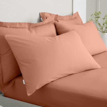 Bianca 200TC Cotton Percale Fitted Sheet - Clay