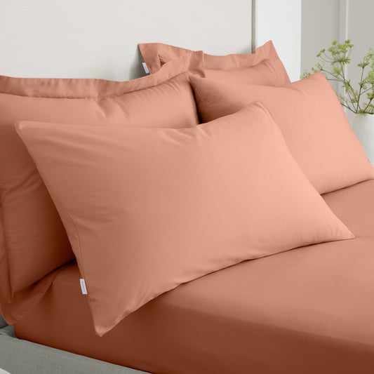 Bianca 200TC Cotton Percale Fitted Sheet - Clay