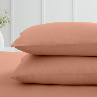 Bianca 200TC Cotton Percale Fitted Sheet - Clay