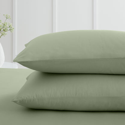 Bianca 200TC Cotton Percale Fitted Sheet - Sage