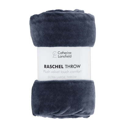 Catherine Lansfield Raschel Velvet Touch Throw - Navy