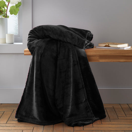 Catherine Lansfield Raschel Velvet Touch Throw - Black