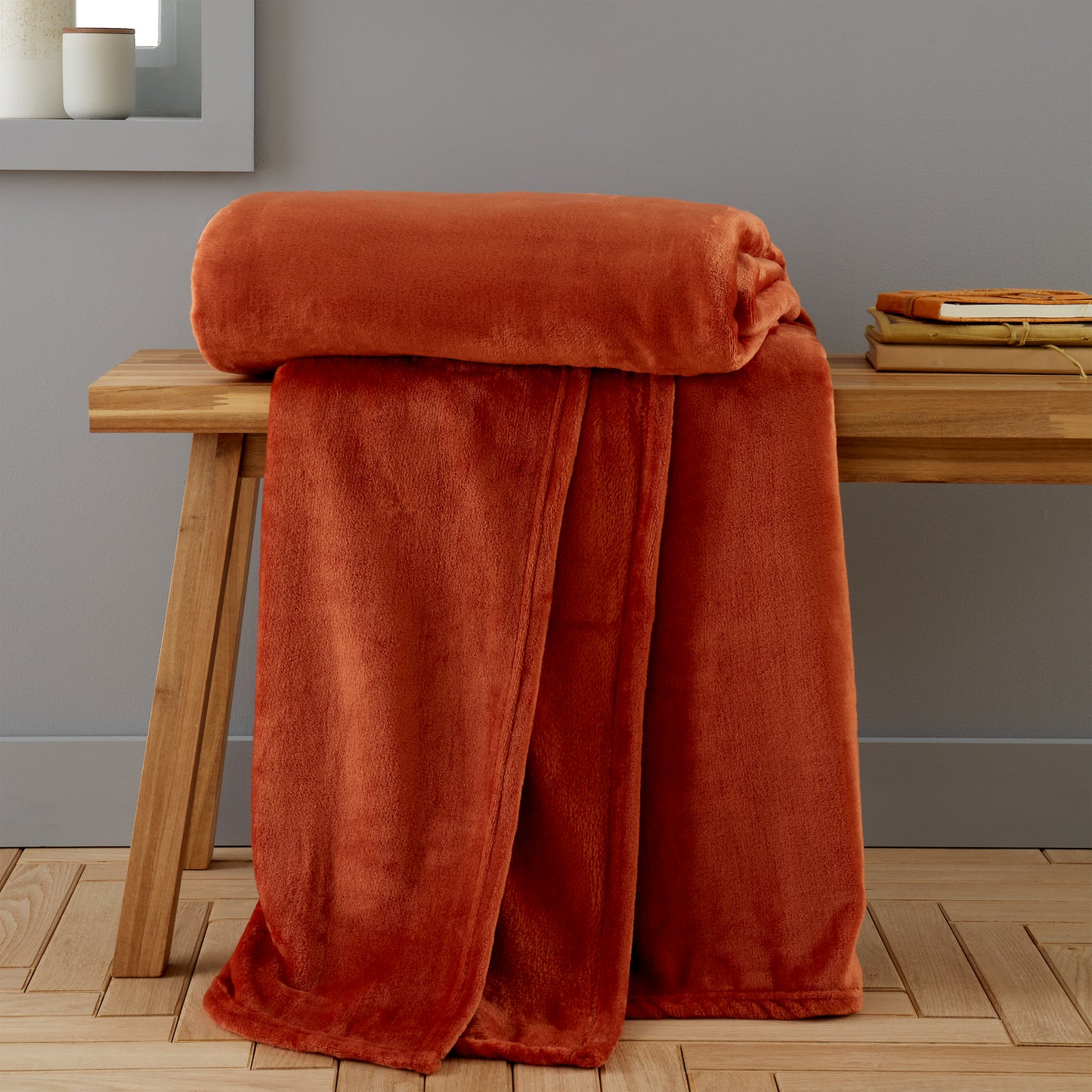 Catherine Lansfield Raschel Velvet Touch Throw - Burnt Orange