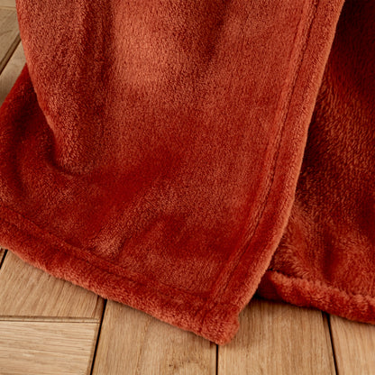 Catherine Lansfield Raschel Velvet Touch Throw - Burnt Orange