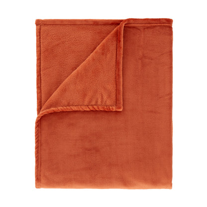 Catherine Lansfield Raschel Velvet Touch Throw - Burnt Orange