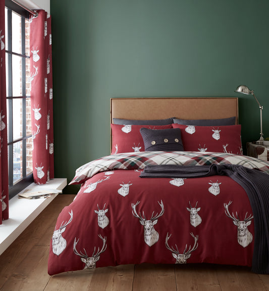 Catherine Lansfield Munro Stag Check Duvet Cover Set