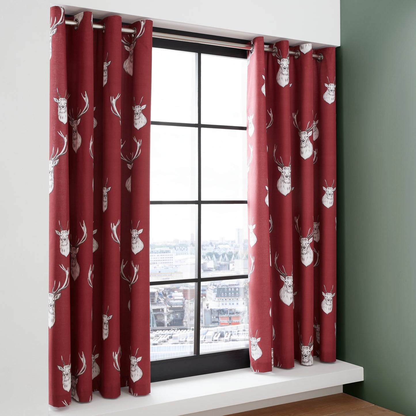 Catherine Lansfield Munro Stag Check Eyelet Curtains