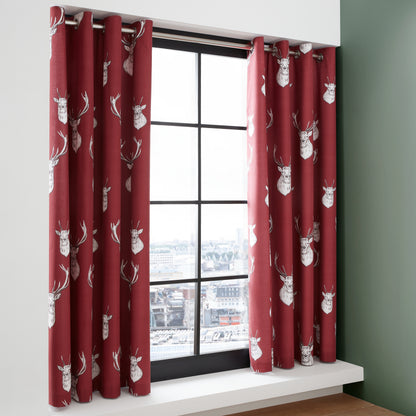 Catherine Lansfield Munro Stag Check Eyelet Curtains