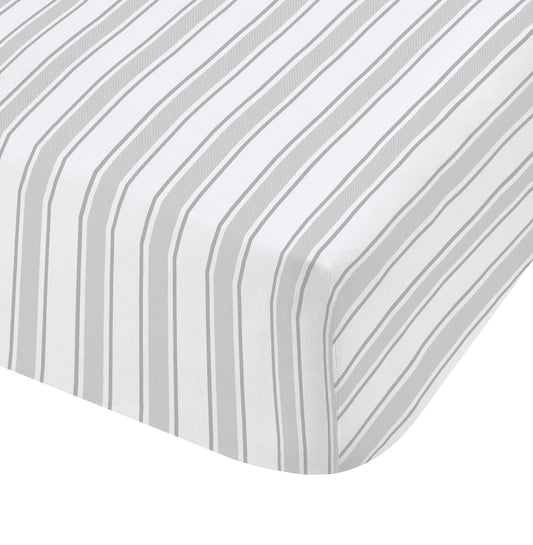 Bianca Check And Stripe Fitted Sheet - Grey