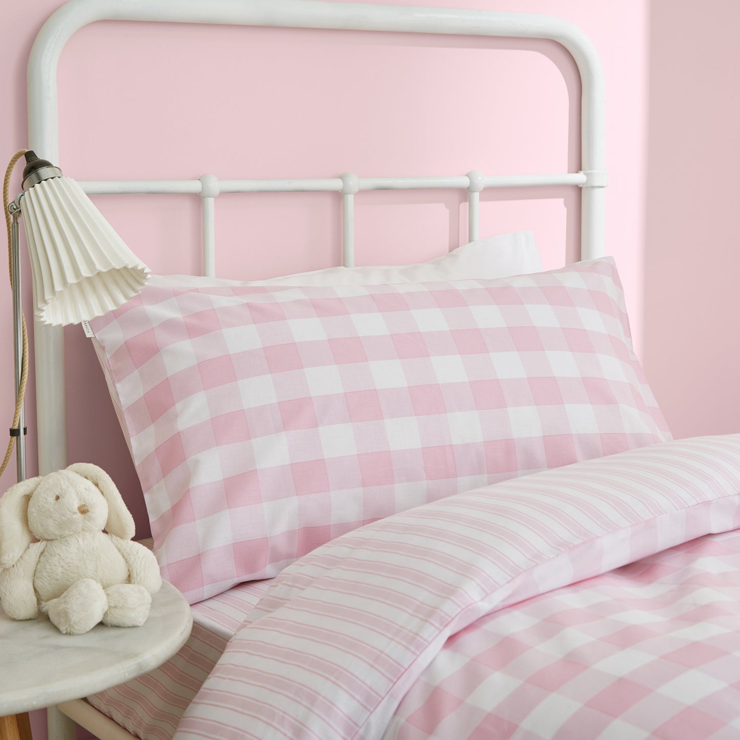 Bianca Check And Stripe Duvet Cover Set - Pink